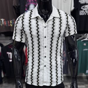 Avante-Garde Coloblock Knit Shirt White/Grey/Black