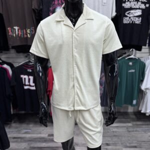 FP Relaxed Woven Shirt and Shorts Set Light Beige
