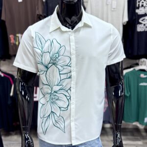 Hibiscus Printed Shirt White/Green