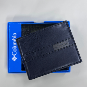 Columbia Stitched Bi-Fold Leather Wallet Black