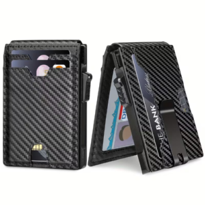 Carbon Leather/Aluminium Pop-Up Cardholder with Money Clip