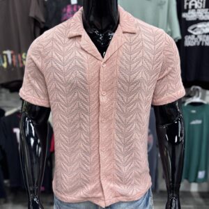 Bellavista Pink Cuban Crochet Shirt