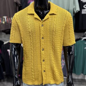 Unwind Cable Knit Shirt Mustard