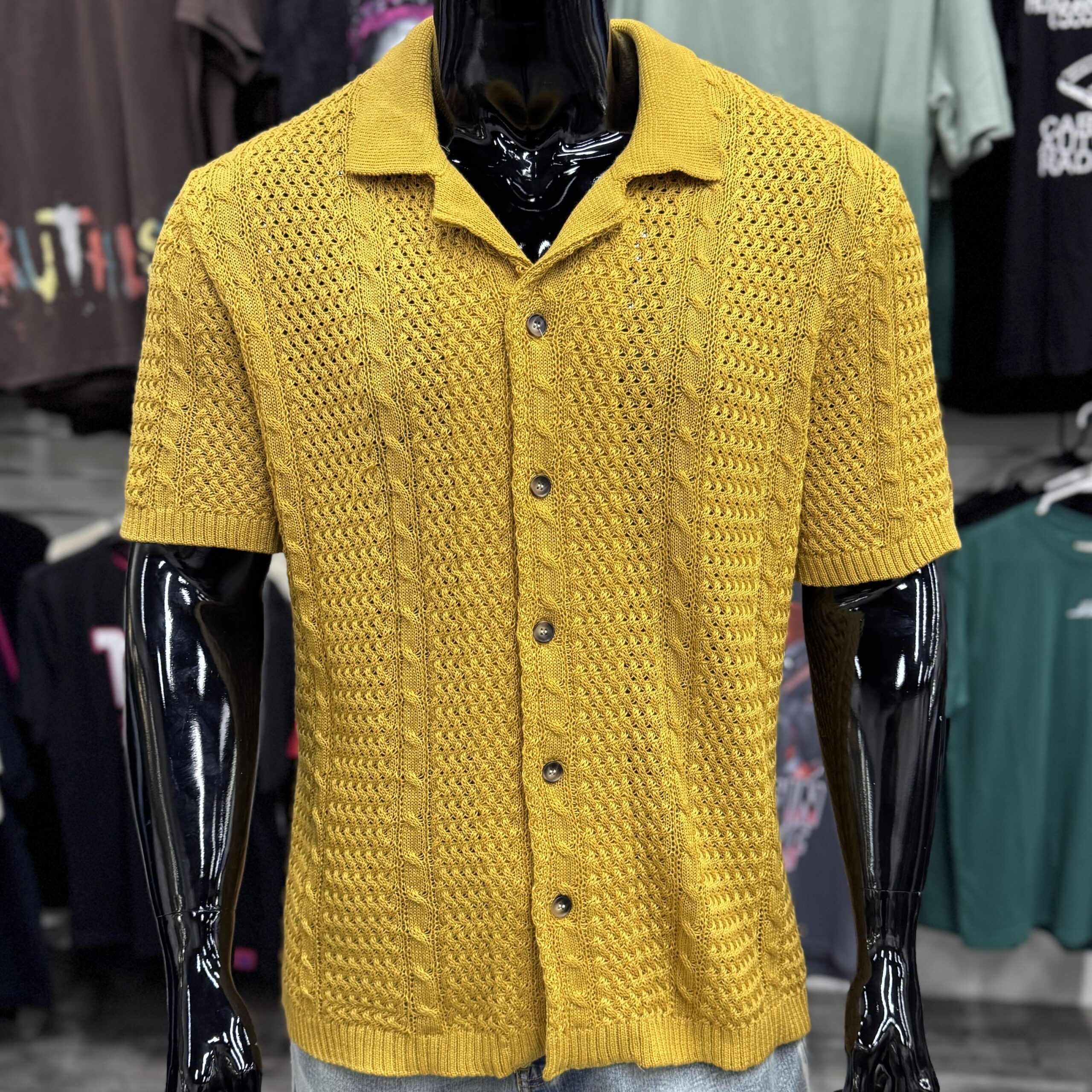 Unwind Cable Knit Shirt Mustard – Dr. Apparel