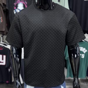 Basket WeaveTextured T-Shirt Black