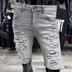 2121 Distressed Jean Shorts Grey