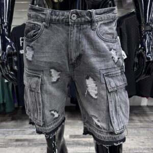 2121 Distressed Cargo Jean Shorts Black Wash