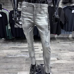Grey Skinny Distressed Cobain Jeans