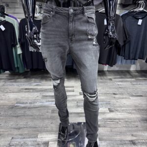 Black Wash Stacked Skinny Destroyed Jeans
